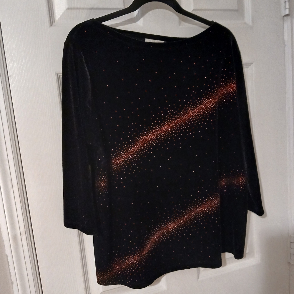 Velvet And Red Glitter Top